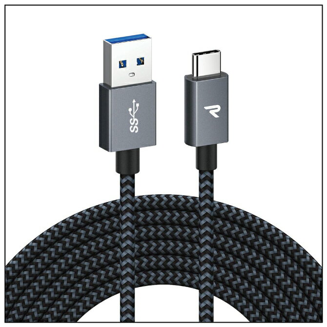 RAMPOW RAC10 3m Grey x Black USB A to C USB 3.0 (USB 3.1 Gen1) Qualcomm QuickCharge 3A 急速充電 Type-C ケーブル typecケーブル type c ケーブル タイプcケーブル 充電ケーブル クイックチャージ 送料無料