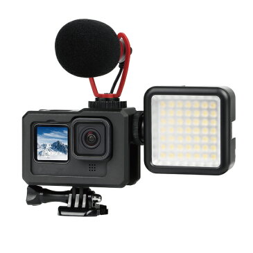 【送料無料】【WEsports】【GP916】【Vlog Aluminum Alloy Protective Cage】【Vlog アルミニウム合金 プロテクティブ ケージ】【GoPro Hero 9 Black】【ゴープロ ヒーロー 9 ブラック】Vlog YouTuber ケース カバー マグネット マイク LEDライト コールドシュー マウント