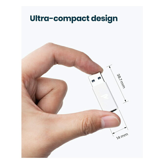 RAMPOW RCA03 Silver USB 3.0 USB C/M to USB A/F Adapter USB Type C (メス) to USB 3.0 (オス) アダプター Quick Charger 3.0対応 USB 3.0 高速充電 高速データ転送 変換コネクター MacBook Pro / Air / iPad Pro / Surface / Sony Xperia 送料無料