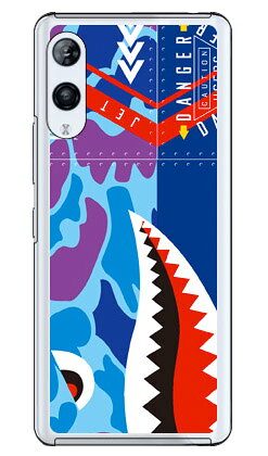 シャーク ハンターカモ ブルー （クリア） Rakuten Hand P710・5G P780 楽天モバイル YESNO 受注生産 スマホケース ハードケースp710 ケース p710 カバー 楽天モバイル ケース カバー スマホケース スマホカバー かわいい クール 人気 便利 送料無料