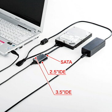 SANWA SUPPLY（サンワサプライ） IDE/SATA-USB変換ケーブル USB-CVIDE2Nドライブ 変換 アダプタ ケーブル USB変換 USB機器 接続 光学式 ドライブ シリアルハードディスク HDD ケース不要 交換 簡単 ドライバ不要 同時接続 オンオフスイッチ 安全 脱着