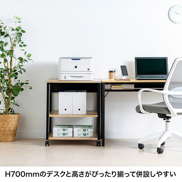 【送料無料】SANWASUPPLY(サンワサプライ)木目調プリンタスタンド(W600)LPS-117LM木目調優しいプリンタースタンド大型プリンター設置中棚収納物高さ設定キャスター付き揺れ止めバックパネル