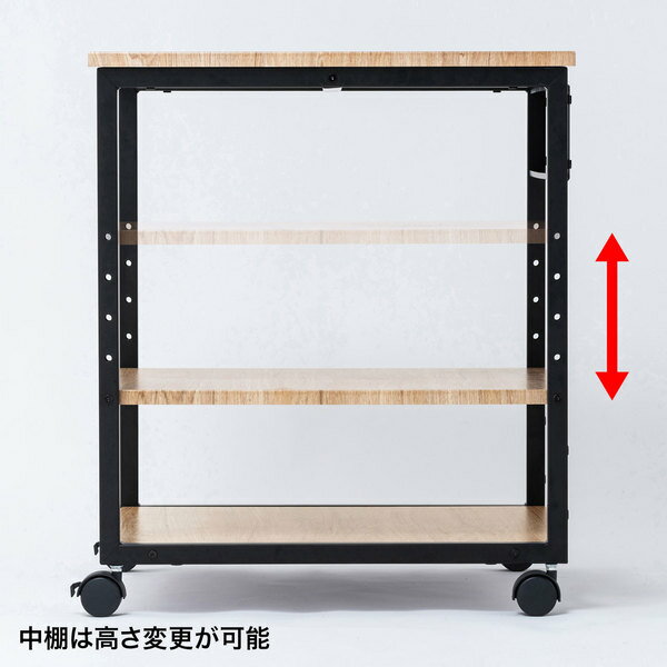 【送料無料】SANWASUPPLY(サンワサプライ)木目調プリンタスタンド(W600)LPS-117LM木目調優しいプリンタースタンド大型プリンター設置中棚収納物高さ設定キャスター付き揺れ止めバックパネル
