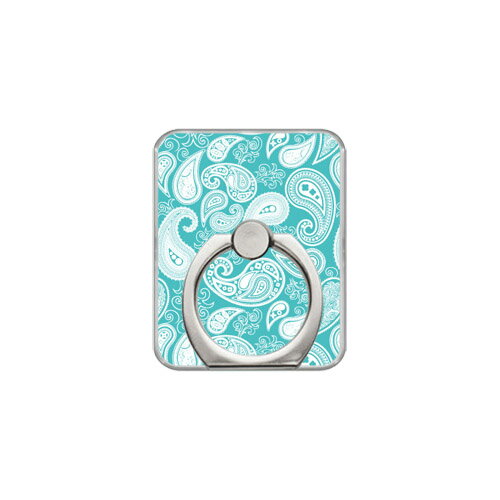 スマホリング バンカーリング ミントブルーコレクションシリーズ ペイズリー （クリア） Coverfull カバフル 受注生産 落下防止 スマートフォンリング 送料無料