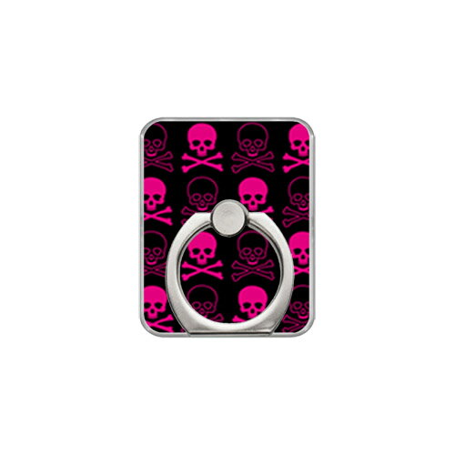 【送料無料】 スマホリング バンカーリング スカル ブラック×ピンク （クリア） 【SECOND SKIN】【セカンドスキン】【受注生産】【落下防止】【スマートフォンリング】