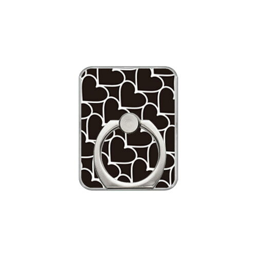 【送料無料】 スマホリング バンカーリング ハートストライプ ブラック×ホワイト （クリア） 【SECOND SKIN】【セカンドスキン】【受注生産】【落下防止】【スマートフォンリング】