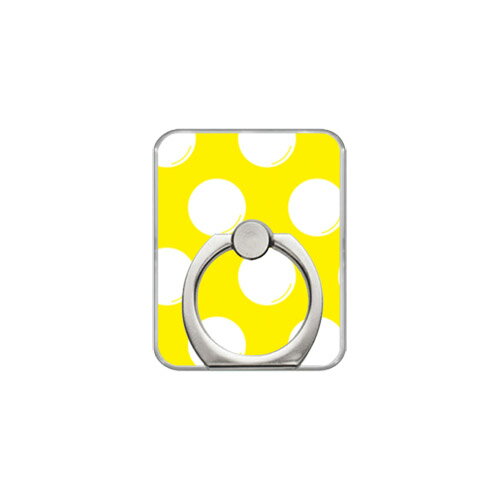 【送料無料】 スマホリング バンカーリング ドットフライ イエロー×ホワイト （クリア） 【SECOND SKIN】【セカンドスキン】【受注生産】【落下防止】【スマートフォンリング】(2.0)