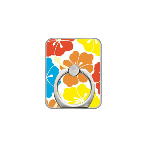 【11/15まで30％OFF】【送料無料】 スマホリング バンカーリング 北欧ハイビスカス カラフル （クリア） 【SECOND SKIN】【セカンドスキン】【受注生産】【落下防止】【スマートフォンリング】