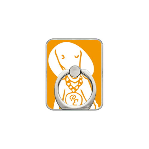 【送料無料】 スマホリング バンカーリング Dog オレンジ×ホワイト design by ROTM （クリア） 【SECOND SKIN】【セカンドスキン】【受注生産】【落下防止】【スマートフォンリング】
