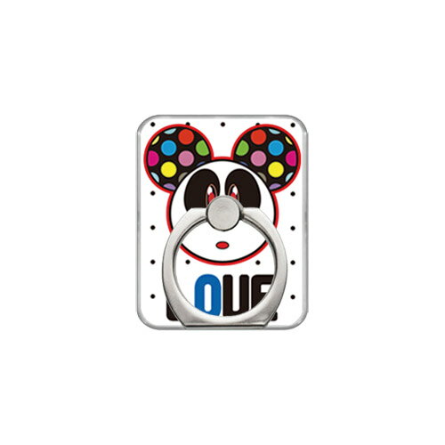 【送料無料】 スマホリング バンカーリング Love Panda ブラックドット design by Moisture （クリア） 【SECOND SKIN】【セカンドスキン】【受注生産】【落下防止】【スマートフォンリング】