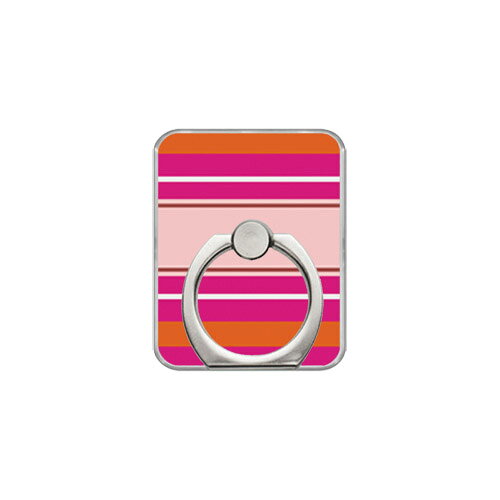 【送料無料】 スマホリング バンカーリング Moisture Stripe ピンク design by Moisture （クリア） 【SECOND SKIN】【セカンドスキン】【受注生産】【落下防止】【スマートフォンリング】