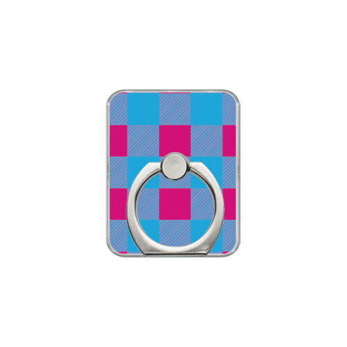 【送料無料】 スマホリング バンカーリング Buffalo check ピンク×ブルー design by Moisture （クリア） 【SECOND SKIN】【セカンドスキン】【受注生産】【落下防止】【スマートフォンリング】