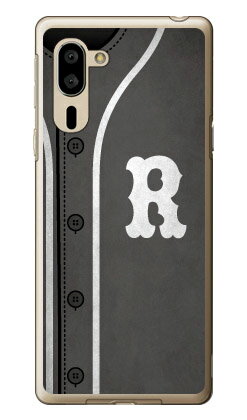 Cf LTD ベースボール イニシャル グレー R （クリア） シンプルスマホ5 A001SH SoftBank Coverfull ソフトバンク シャープ a001sh ケース a001sh カバー a001shケース a001shカバー シンプルスマホ5 ケース シンプルスマホ5 カバー 送料無料