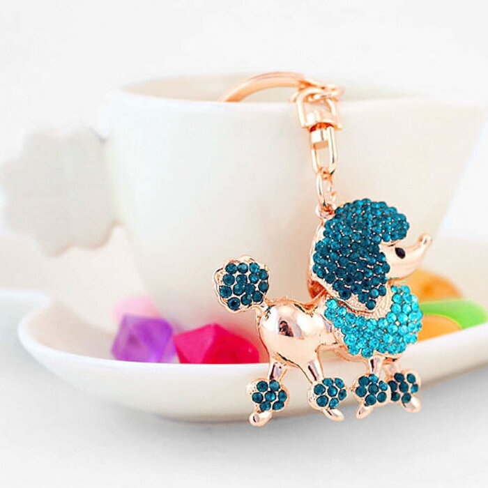 キーリング 犬 イヌ ワンちゃん バッグチャーム プードル キーホルダー ビジュー カラフル 雑貨 きらきら ゆらゆら プレゼント お揃い ホワイトデー お返し アクセサリー かわいい 落下防止 鍵 紛失防止 おしゃれ