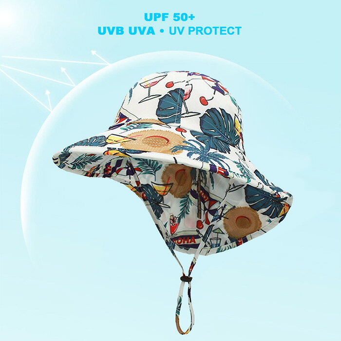 キッズ サンハット UPF50+ 帽子 紫外線防止 UVカット 首元日よけ付 男の子 女の子 ...