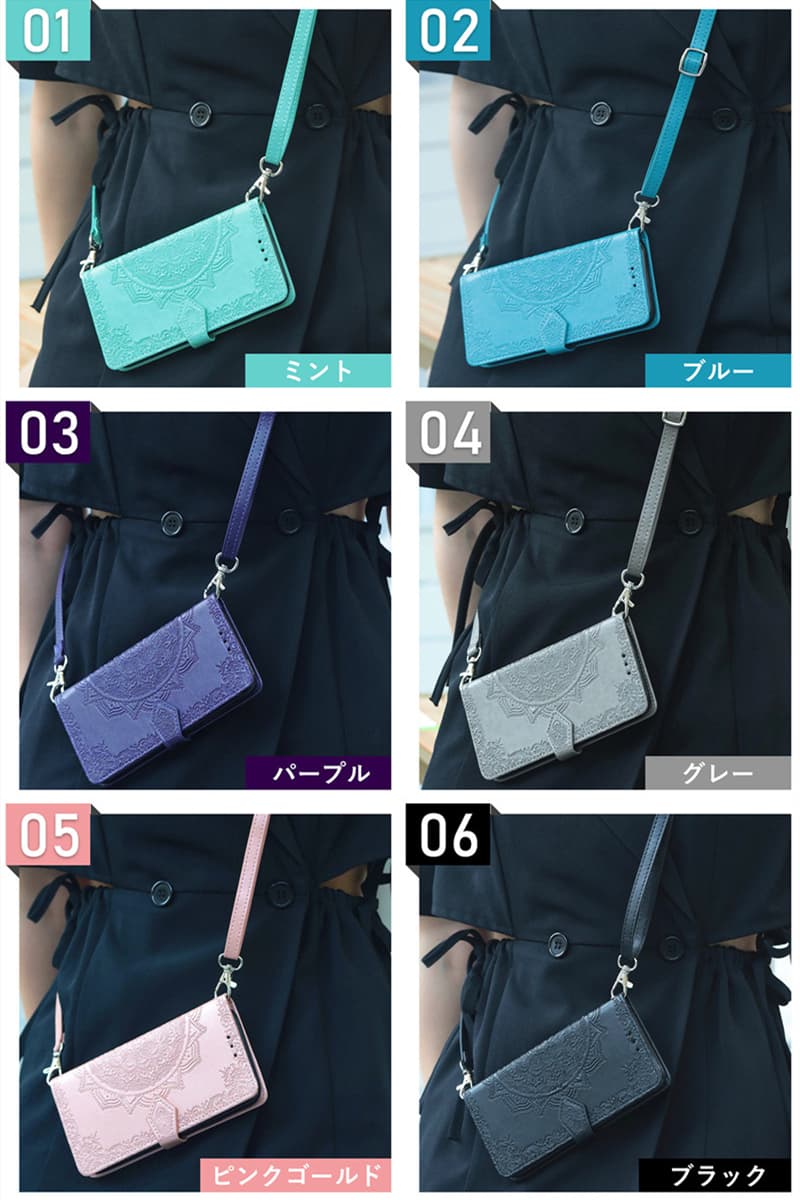 スマホケースarrows we3 ケース arrows we2 ケース ショルダー タイプ arrows alpha F-51F ケース arrows we3 F-52G ケース arrows We2 F-52E ケース arrows We2 Plus F-51E ケース arrows we ケース 手帳型 花柄 ショルダーストラップ らくらくスマートフォン F-53Eケース caseland-10322762 けーすらんど サンプル画像3
