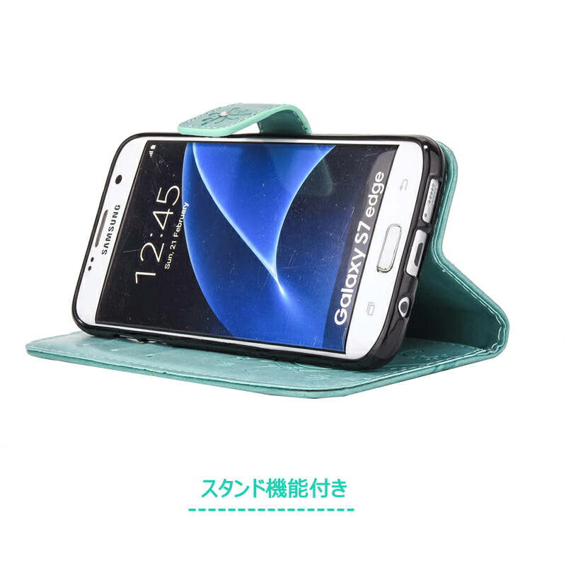 【送料無料】スマホケース 手帳型 Galaxy S7 edge ケース 手帳型 カバー 蝶柄 花柄...