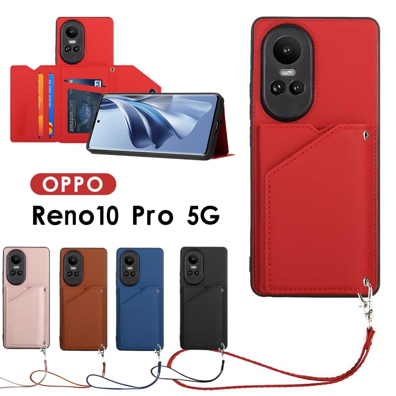 Rakuten - オッポ リノ10 pro ストラップ付 OPPO Reno10 Pro 5G ケース 背面保護 カメラレンズ保護 OPPO Reno10 Pro ケース 上品 革 PUレザー Reno10 Proケース レザーケース OPPO Reno10 Pro 5G ケース カード収納 スタンド 耐衝撃 オシャレ OPPO Reno10 Pro 5G スマホケース