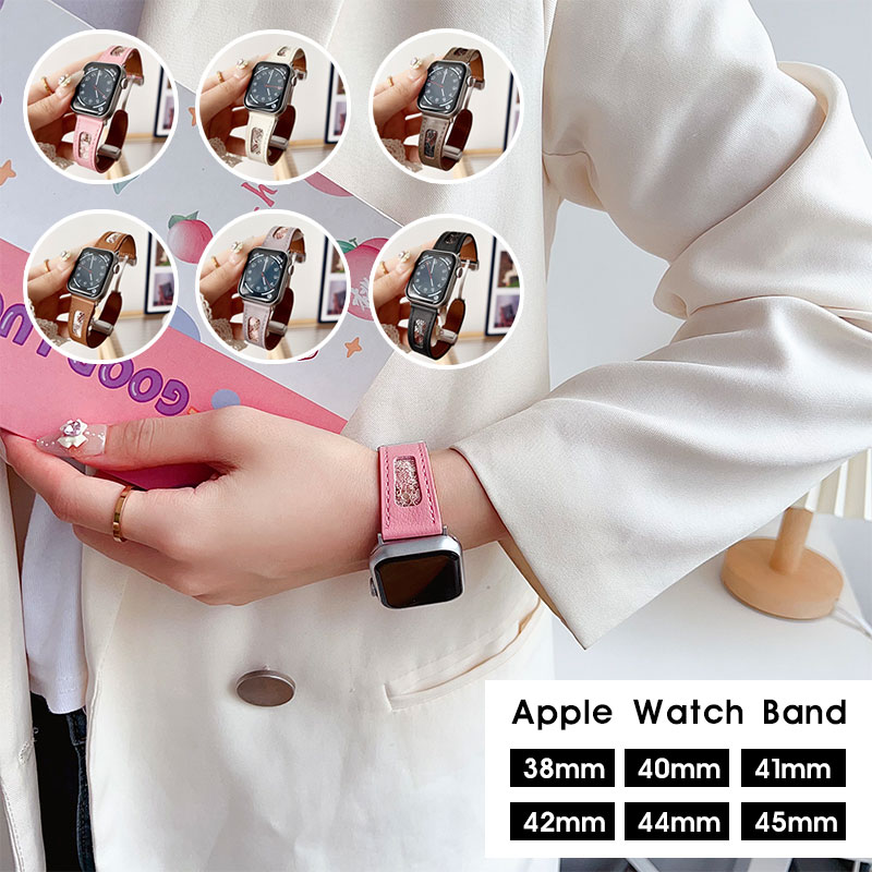 Apple Watch バンド シンプル 本革 アップルウォッチ バンド 38mm 40mm / 41mm / 42mm / 44mm / 45mm 時計 ベルト バンド時計バンド 腕時計ベルト 腕時計交換バンド かわいい 交換ベルト apple watch series 6 5 4 3 2 1 SE アクセサリー おしゃれ レザーベルト 人気バンド