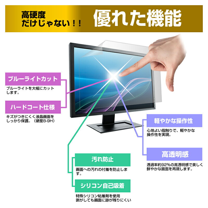 WIS ASTEX AS-K27MT [27インチ] 保護 フィルム カバー シート 強化ガラス同等の硬度9H ブルーライトカット クリア 光沢 液晶保護 フィルム メール便送料無料 3