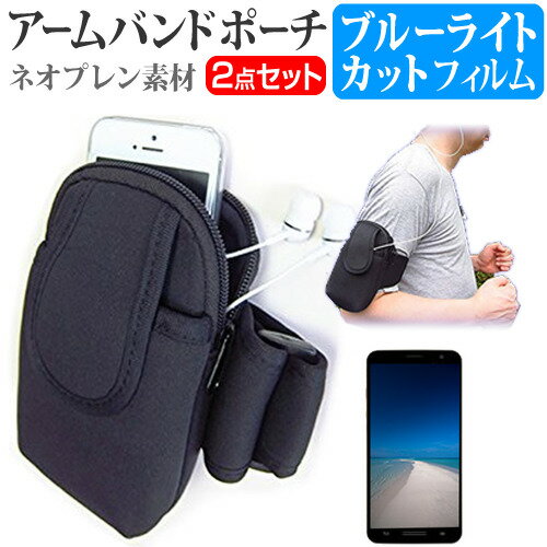 京セラ Android One X3 [5.2インチ] 機種で使える スマホ アームバンド と ブルーライトカット 液晶保護フィルム スマホ ケース ポーチ ホルダー 液晶フィルム ジョギング スポーツ メール便送料無料 母の日 プレゼント 実用的