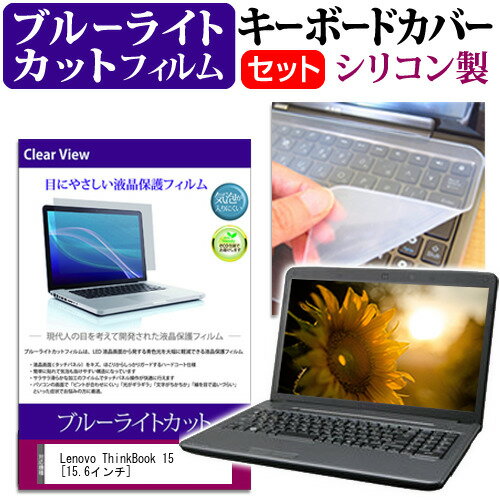 Lenovo ThinkBook 15  機種で使える ブルーライトカット 指紋防止 液晶保護フィルム と キーボードカバー セット メール便送料無料