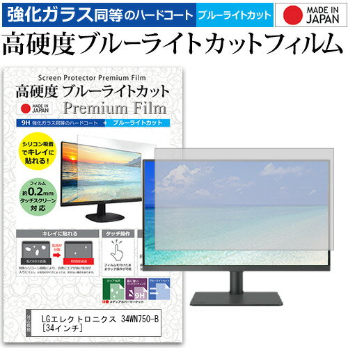 LGエレクトロニクス 34WN750-B 34インチ 機種で使える 強化ガラス と 同等の 高硬度9H ブルーライトカット クリア光沢 液晶保護フィルム メール便送料無料