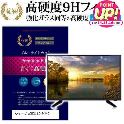 シャープ AQUOS LC-24K40 [24インチ] 機種で使える 強化 ガラスフィルム と 同等の 高硬度9H ブルーライトカット 光沢タイプ 改訂版 液晶TV 保護フィルム メール便送料無料 jgs bgt 互換品