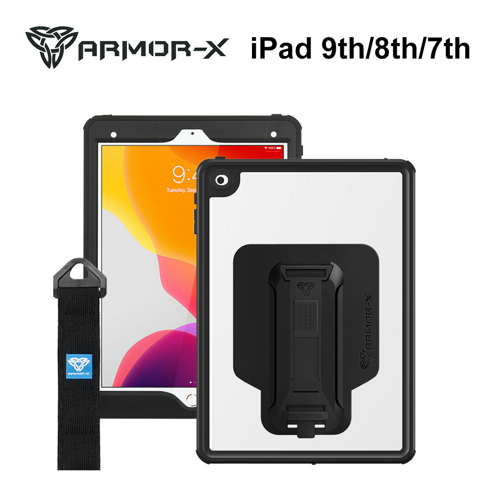 【送料無料】 ARMOR-X iPad 10.2インチ 第9世代 第8世代 第7世代 ケース 全面保護 完全防水 防水 耐衝撃性 ハンドストラップ付き ミルスペック 業務用 建設 屋外 飲食店 スタンド機能 オフィス…