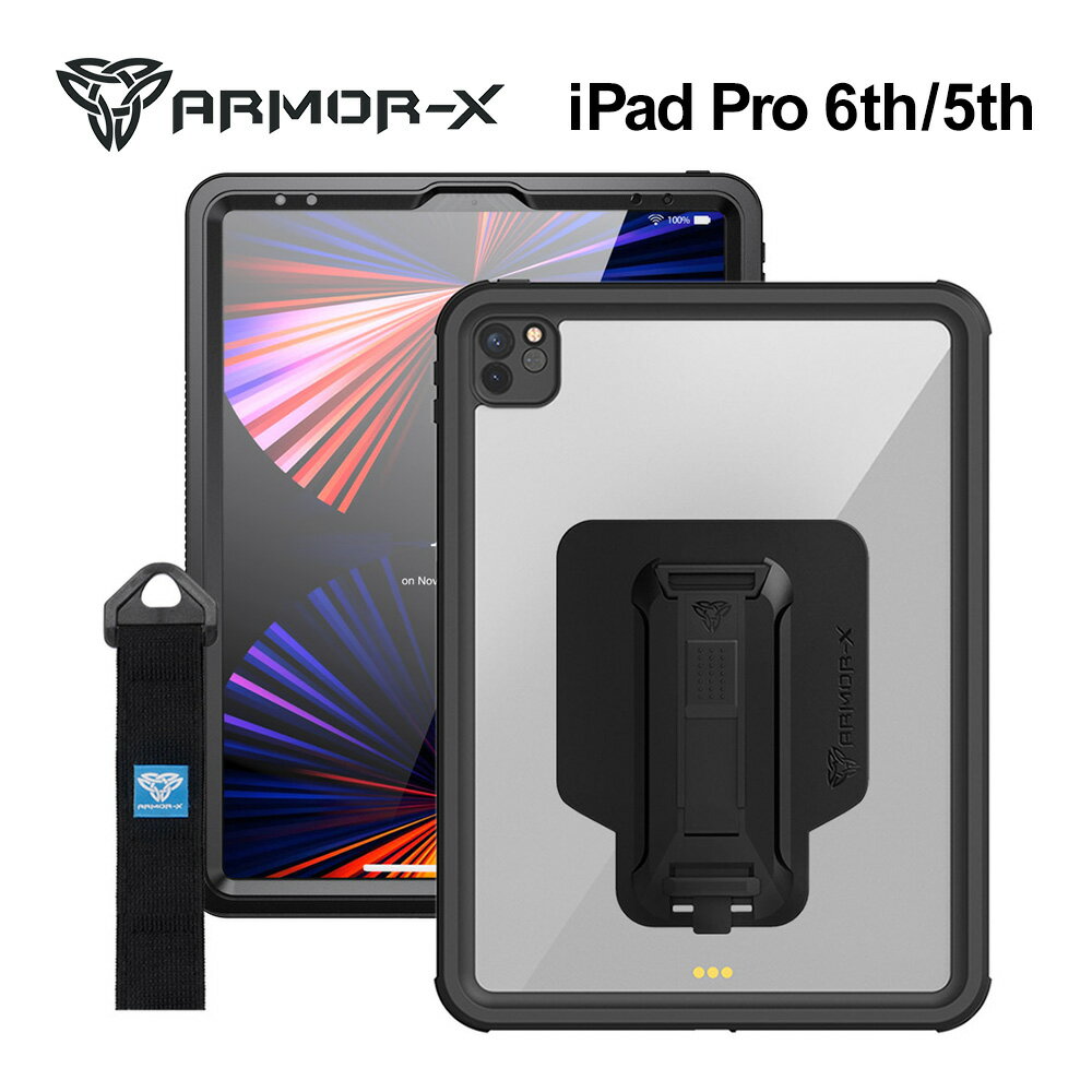 【正規代理店】 送料無料 ARMOR-X iPad Pro 12.9インチ 第6/5世代 ケース 全面保護 完全防水 防水 耐衝撃性 ハンドストラップ付き スタンド機能 ミルスペック 業務用 建設 屋外 飲食店 Waterpr…