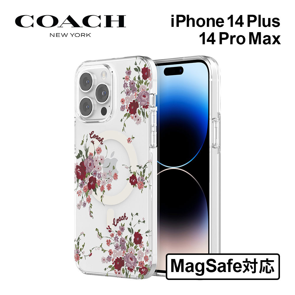  コーチ iPhone14plus 14promax ケース MagSafe対応 COACH Protective Case スマホケース カバー ブランド 花柄 レディース 女性 大人 スリム 薄型 お洒落 おしゃれ 軽量 耐衝撃