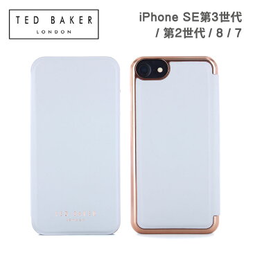 【正規代理店】 スマホケース iPhone SE3/SE2 第3世代 第2世代 iPhone8 iPhone7 テッドベーカー Ted Baker Mirror Folio Case 灰色 グレー iPhoneケース アイフォンケース シンプル ブランド 手帳型 手帳型ケース 鏡 ミラー 女性