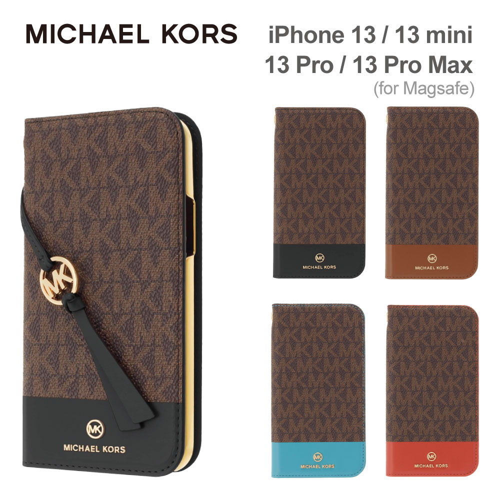 【正規代理店】 マイケルコース iPhone13 ケース 13pro 13mini 13promax スマホケース Magsafe対応 MICHAEL KORS FOLIO CASE BICOLOR WITH TASSEL CHARM iPhone iPhoneケース アイフォン ブランド スマホ ケース 手帳型 手帳型ケース