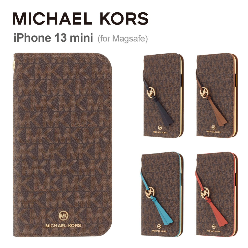  マイケルコース iPhone13 mini スマホケース Magsafe対応 MICHAEL KORS FOLIO CASE EDGE CORTING WITH TASSEL CHARM iPhone iPhoneケース アイフォン ブランド スマホ ケース 手帳