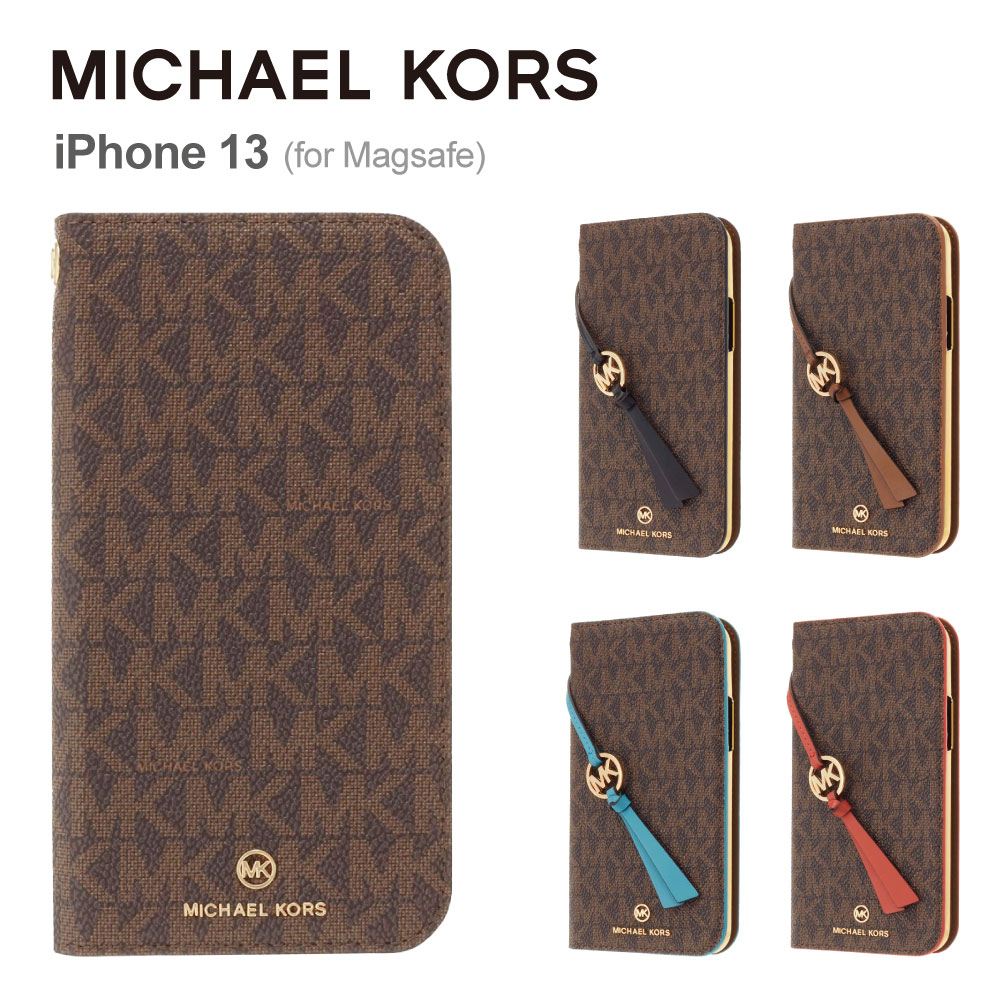  マイケルコース iPhone13 スマホケース Magsafe対応 MICHAEL KORS FOLIO CASE EDGE CORTING WITH TASSEL CHARM iPhone iPhoneケース アイフォン ブランド スマホ ケース 手帳 手帳型 手帳型ケース カバー カード 定期