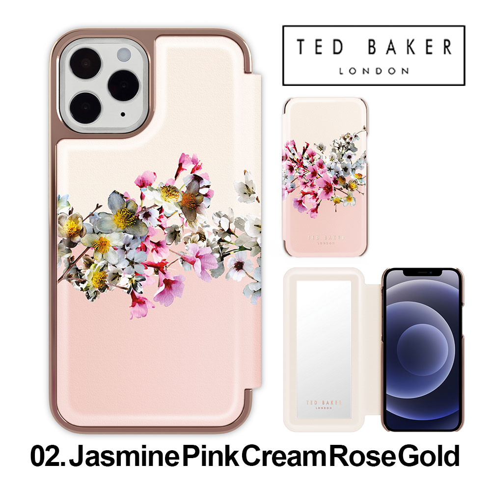 【正規代理店】Ted Baker テッドベーカー iPhone13 13pro 13mini 13promax Folio Case スマホケース ワイヤレス充電 ケース カバー ブランド 手帳 手帳型 手帳型ケース 花柄 ミラー付き 鏡 スマホケース iPhone アイフォン