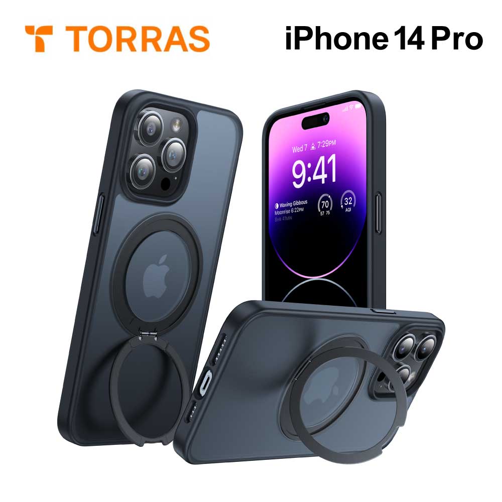 【ガラスフィルム同梱】 TORRAS UPRO Ostand Pro Case iPhone14/13 14pro 14promax ケース 半透明 耐衝撃 保護 画面保護ガラス 液晶保護 米軍MIL規格 リングスタンド 360度回転