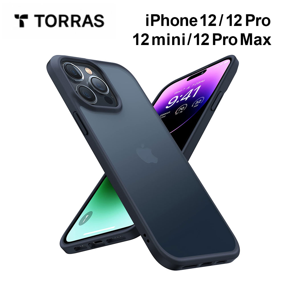 【ガラスフィルム同梱】 TORRAS Guardian iPhone 12/12Pro 12mini 12promax ケース 半透明 耐衝撃 保護 画面保護ガラス 液晶保護 米軍MIL規格 ストラップホール付き