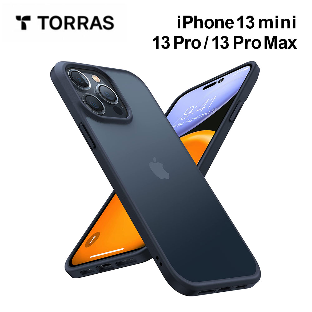 【ガラスフィルム同梱】 TORRAS Guardian iPhone13pro 13mini 13promax ケース 半透明 耐衝撃 保護 画面保護ガラス 液晶保護 米軍MIL規格 ストラップホール付き