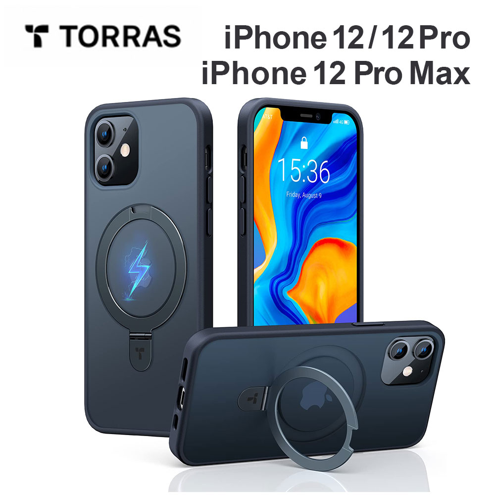 【ガラスフィルム同梱】 TORRAS UPRO Ostand Matte Case iPhone12 12pro 12promax ケース 半透明 耐衝撃 保護 画面保護ガラス 液晶保護 米軍MIL規格 リングスタンド