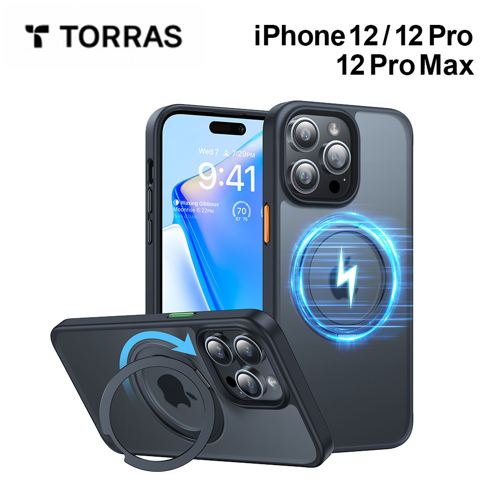  TORRAS UPRO Ostand Pro Case iPhone12 12pro 12promax ケース 半透明 耐衝撃 保護 画面保護ガラス 液晶保護 米軍MIL規格 リングスタンド 360度回転