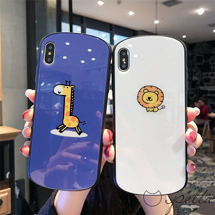 iPhoneケース 人気 ブランド 女子 大人かわいい 韓国 ライオン キリン 動物 アニマル柄 イラスト ペア カップル シンプル ワンポイント おもしろ シリコン おしゃれ ホワイト パープル 7 8 Plu…