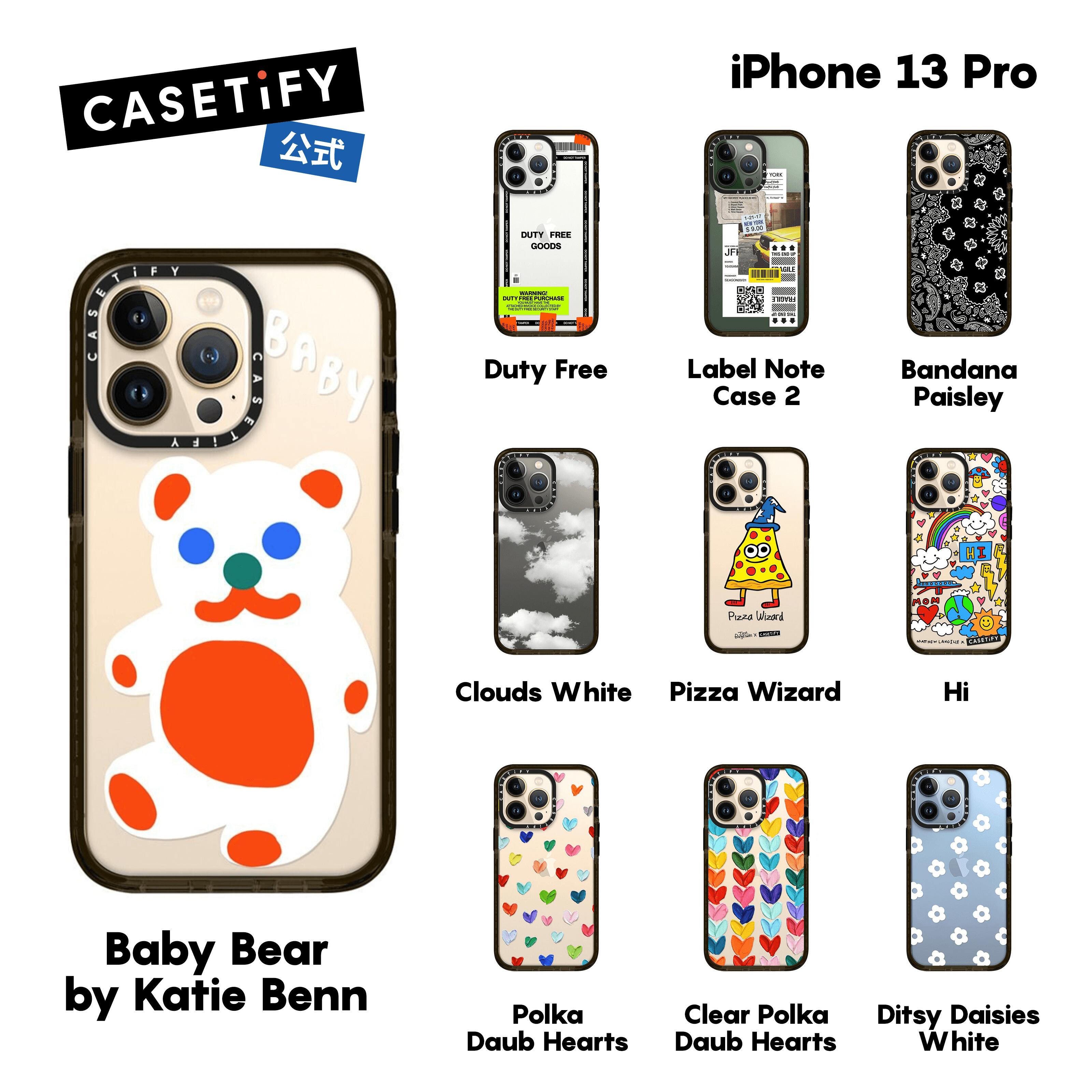 【公式】CASETiFY iPhone 13Pro インパクトケース クリア ブラック クリア フロスト Duty Free Girl and coffee Pizza Wizard Clouds White Baby Bear by Katie Benn iPhoneケース iPhone 13Pro 耐衝撃 保護ケース 透明