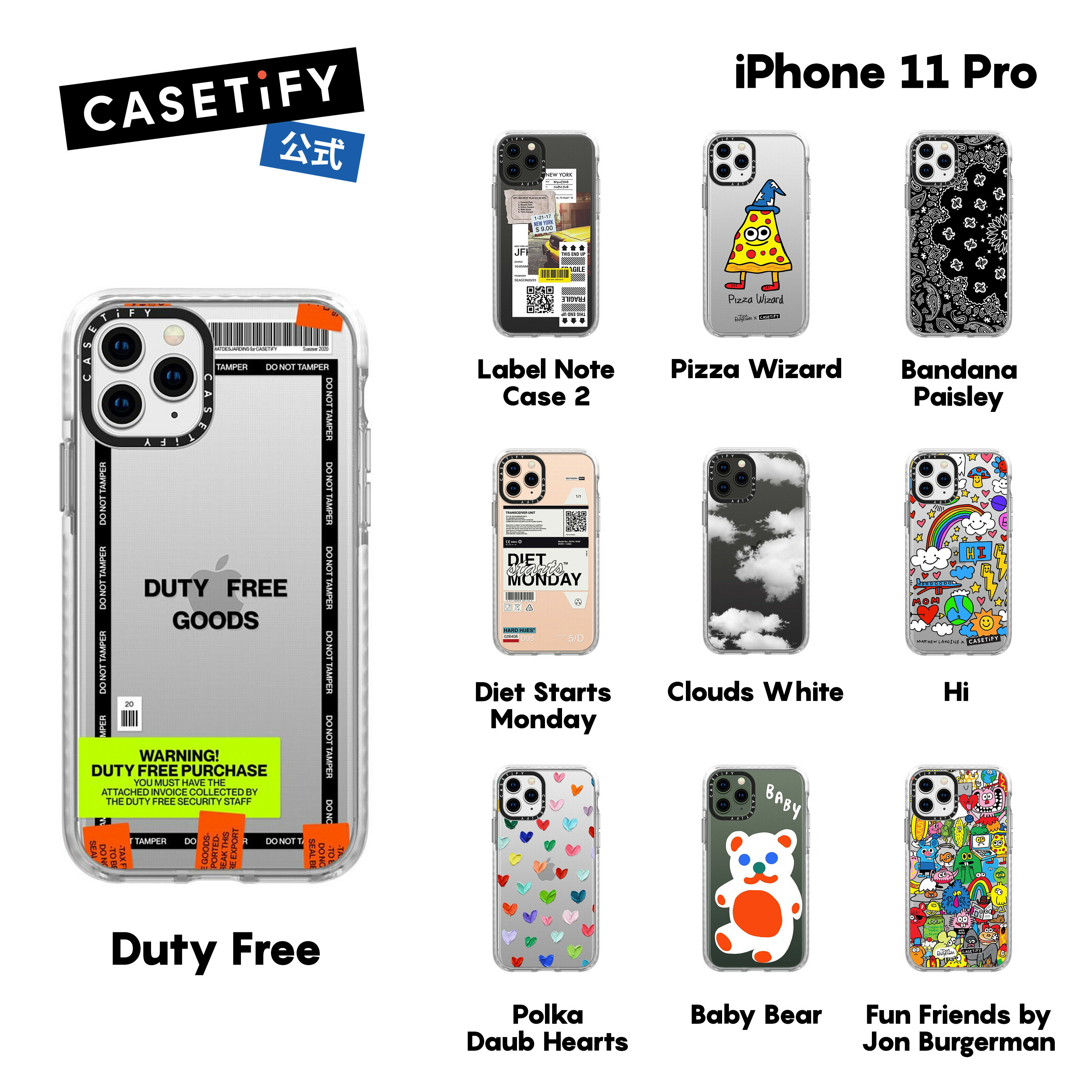 【公式】CASETiFY iPhone 11Pro インパクトケース クリア ブラック クリア フロスト Duty Free Diet starts Monday Below 30 Degrees Clouds White iPhoneケース iPhone 11Pro 耐衝撃 保護ケース 透明