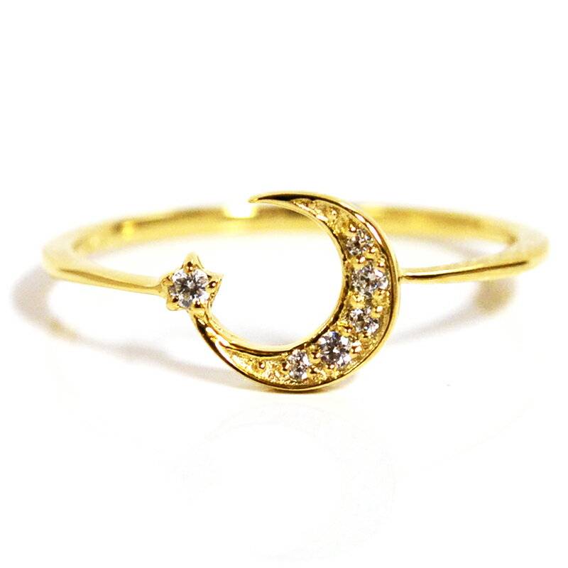 クレッセントムーンダイヤモンドリング ホワイトゴールド ピンクゴールド イエローゴールド　K10WG K10PG K10YG K18 pt950プラチナ製作【楽ギフ_包装】月のモチーフで華奢な1点ピンキーサイズから展開