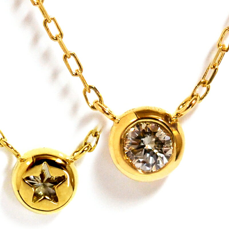 バックスターラウンドダイヤモンドネックレス0.10カラットK18 イエローゴールド(4)