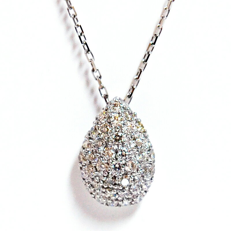 プラチナドロップ　ダイヤモンドパヴェ　ペンダントネックレス　ペアシェープ　pt900/850 しずくDROP DIAMOND PAVE PENDANT NECKLACE