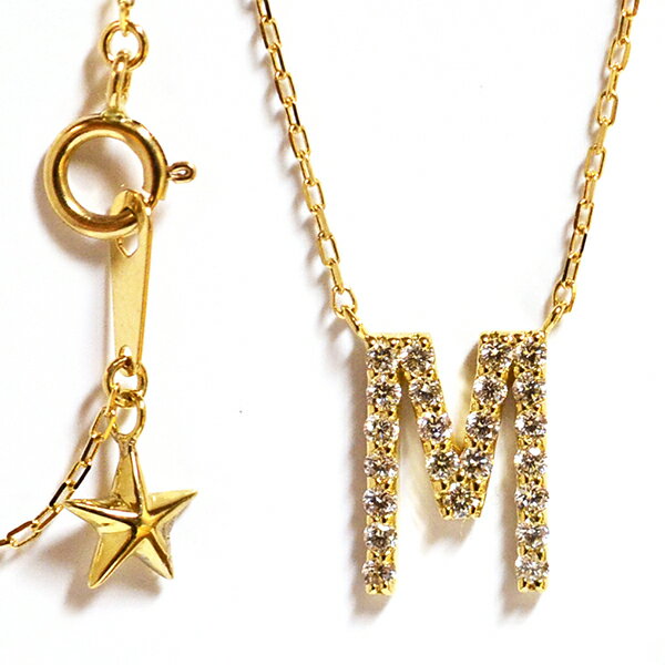 イニシャルペンダント Mダイヤモンド イニシャルペンダント ネックレスpt900/850 プラチナK18YG イエローゴールドM-initial pendant necklace