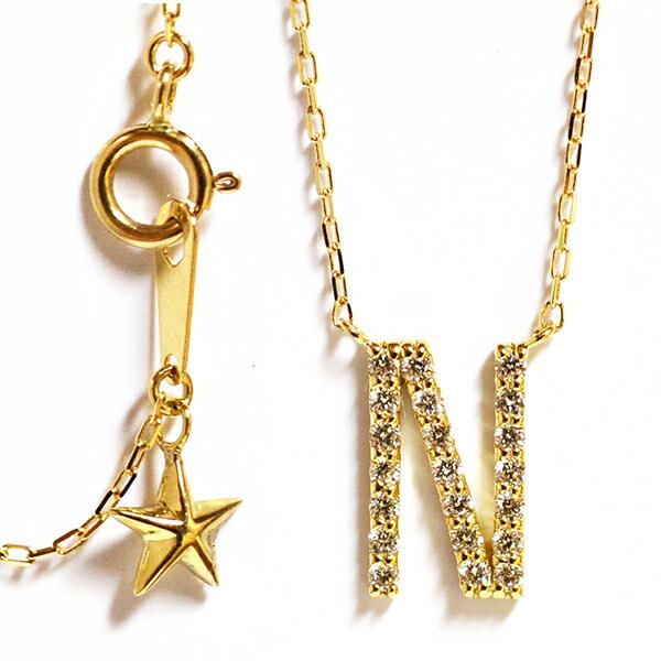 イニシャルペンダント Nダイヤモンド イニシャルペンダント ネックレス pt900/850 プラチナK18YG イエローゴールド N-initial pendant necklace