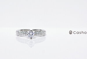 【CASHO-BRIDAL】pt900DIAMONDRING0.45プラチナダイヤモンドリング0.45UP“サイドメレラグジュアリーストレートライン”エンゲージリング/ブライダル/婚約指輪